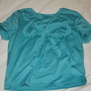 Elegant Teal Bow Accent Women's Top